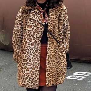 Leopard Print Faux Fur Coat